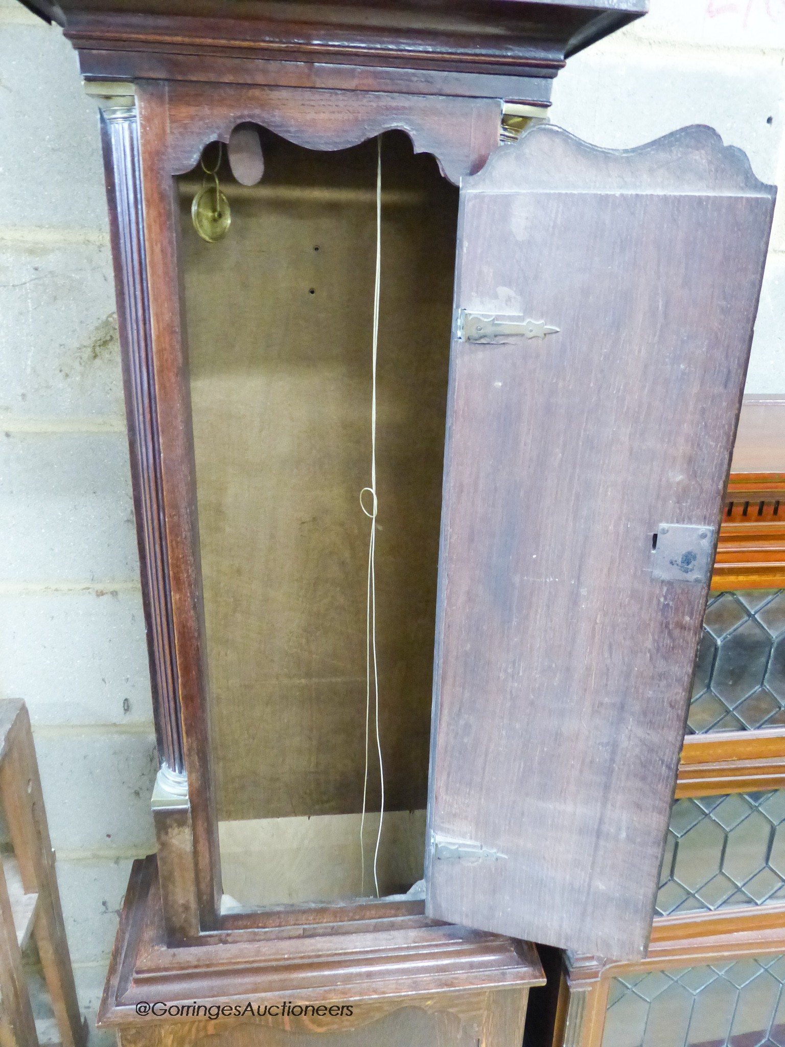 An 18th century oak 8 day longcase clock by Edward Oldfield, Much Wenlock, height 227cm.